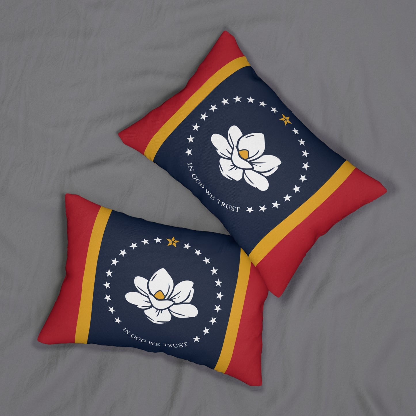 Mississippi State Flag |  "In God We Trust"  Pillow